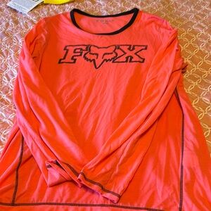 FOX brand neon pink/coral sz large long sleeve thin top. Worn once.